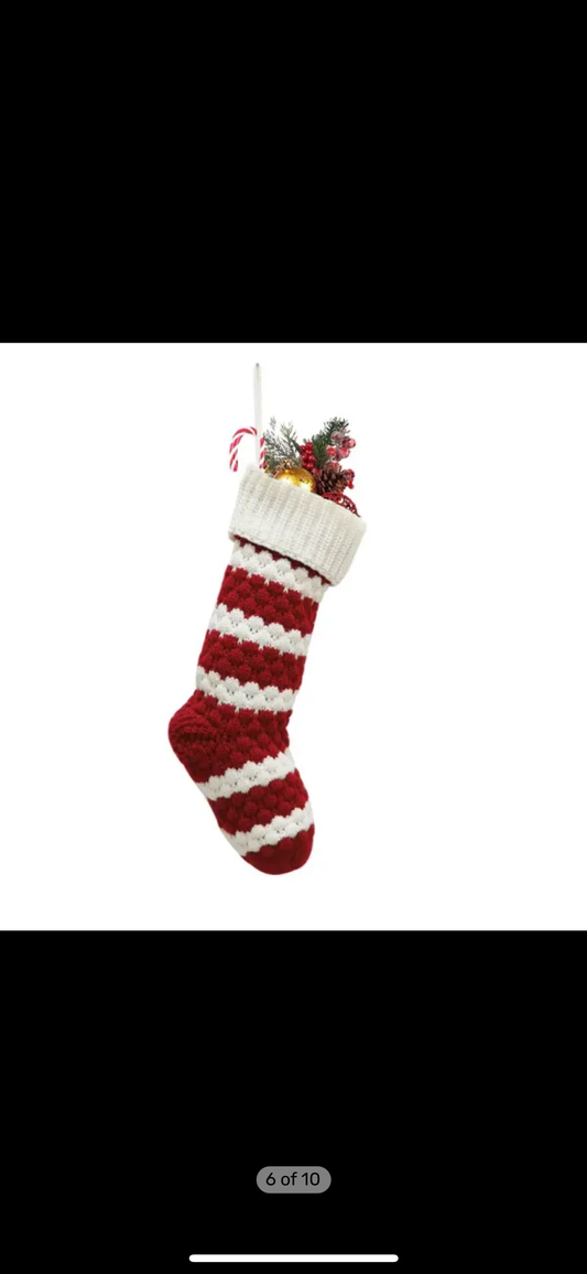 Christmas Xmas Knitted stocking gift bag festive knit decorations